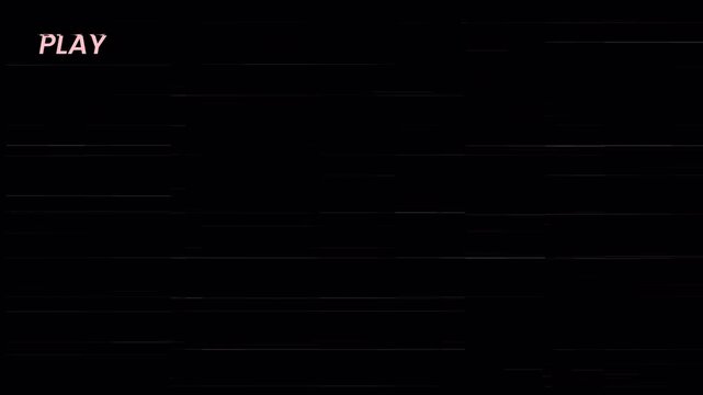 VHS Play Screen Overlay with Analog Scanlines and Retro Tape Noise on Black Background for Vintage Video Playback and Cinematic 4K Editing Asset