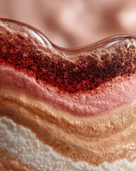 Vertical abstract viscous liquid surface with soft layers and blended color shifts