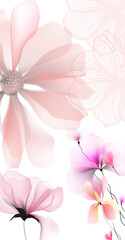 Fototapeta premium Flowers leaves background illustration art watercolor print art vector 