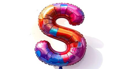 Colorful letter S balloon isolated white.