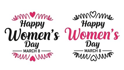 Happy women's day greeting cards with hearts and florals