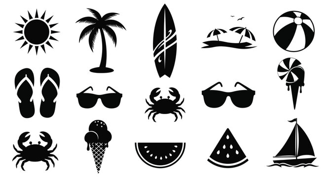 Collection of summer vacation and beach elements