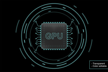 AI Processor Chip with Digital Futuristic HUD Interface