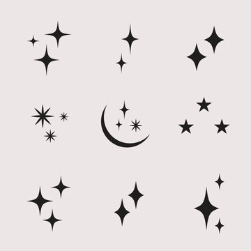 Minimal Celestial Moon and Star Icon Set | Mystic Night Symbols