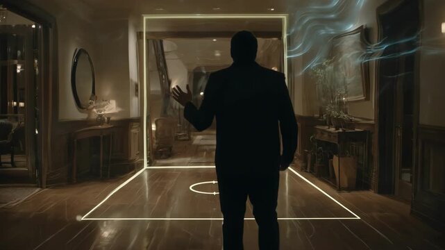 Medium shot of a hallway illuminated by sensordriven lighting showcasing automated dimming and motion detection for efficient energy use.