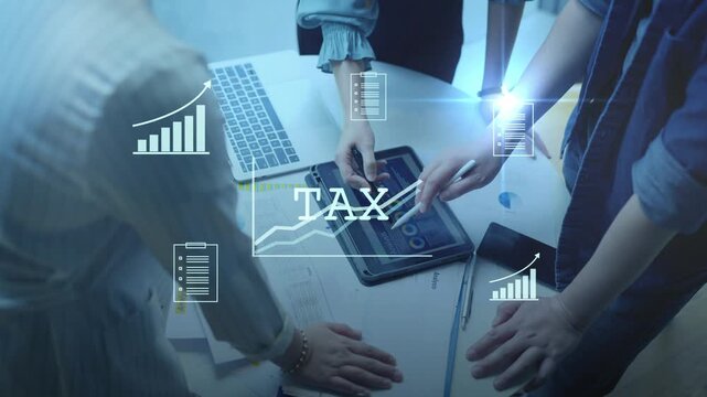 Federal Income Tax IRS Digital tax filing Tax return financial planning analyzing  data revenue deductions filing income tax online payment mobile app Business tax management 