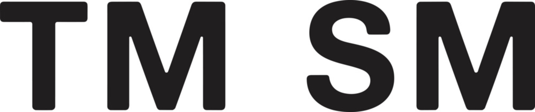 Trademark TM and Service Mark SM symbols in bold black letters vector illustration