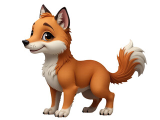 Fototapeta premium A cute fox standing on a white background