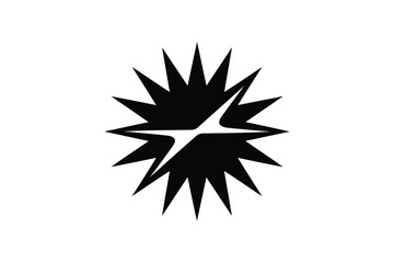 Obraz premium Abstract black starburst shape isolated on a plain white background