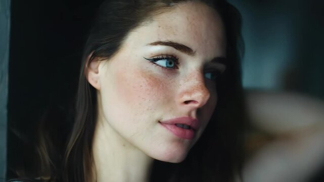 Medium shot capturing subtle color grading on a portrait image focusing on adjusting light and shadows to create a dramatic visual impact using professional retouching tools.