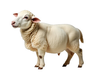 Fototapeta premium A close-up shot of a sheep's face on a white background