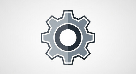Fototapeta premium A gray gear icon with a black outline on a symbolizing industry