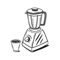 Blender Kitchen Appliance Outline Vector Illustration