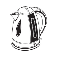 Electric Kettle Line Art Vector Illustration