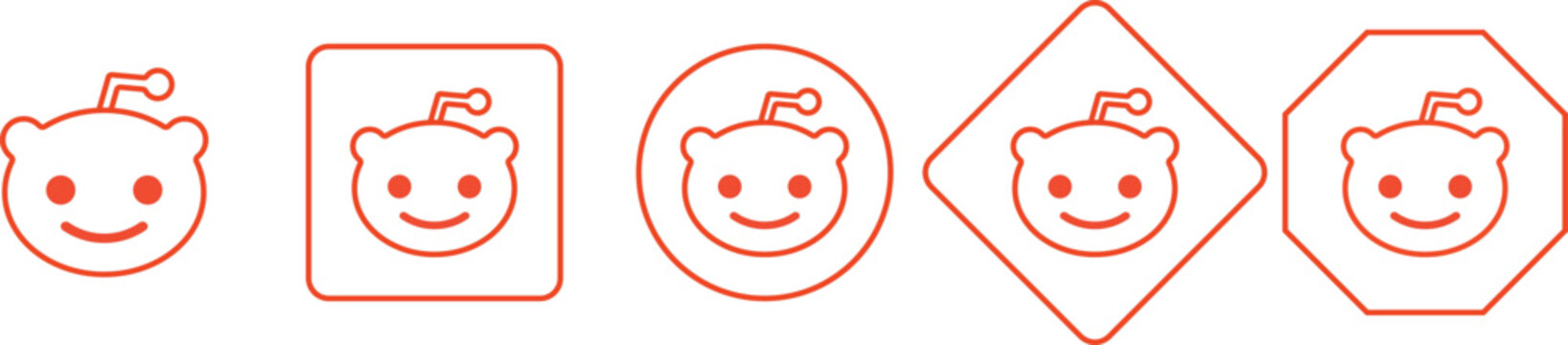 reddit logo vector icon set. reddit mobile app icons. social network logos. reddit logo vector emblem social media community icon. Reddit app logo icon variations set, editorial use only