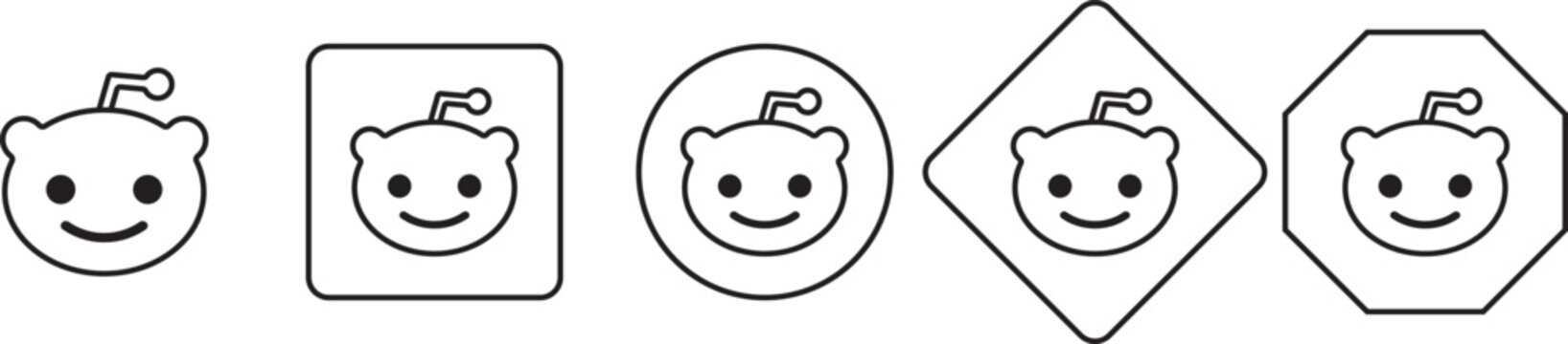 reddit logo vector icon set. reddit mobile app icons. social network logos. reddit logo vector emblem social media community icon. Reddit app logo icon variations set, editorial use only