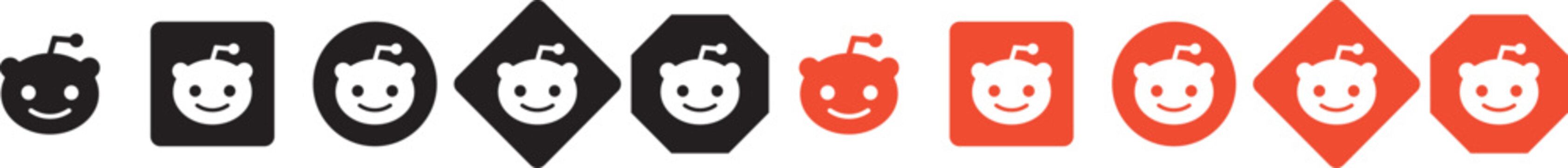 reddit logo vector icon set. reddit mobile app icons. social network logos. reddit logo vector emblem social media community icon. Reddit app logo icon variations set, editorial use only
