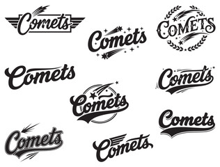 Fototapeta premium COMETS TYPOGRAPHY SILHOUETTE