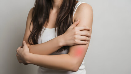 Obraz premium Woman with skin irritation on her elbow