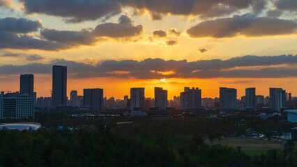 Fototapeta premium Shanghai Expo Culture Park Overlooking the Cityscape
