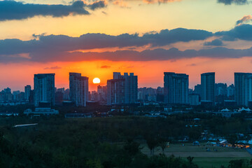 Fototapeta premium Shanghai Expo Culture Park Overlooking the Cityscape