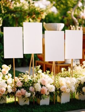 Elegant Wedding Seating Chart Display with Blank Boards and Flowers