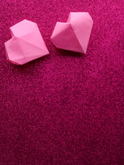 Pink paper heart. Love sign. Romantic Concept for Valentine's Day, Love, and Wedding Celebration.