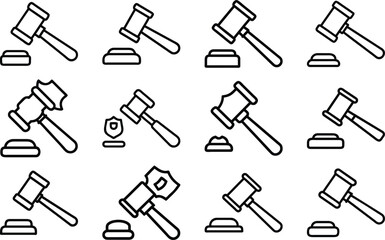 Obraz premium Judge Gavel Icon on White Background, Law and Justice Symbol, Flat Design Vector Illustration