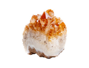 A polished citrine crystal on a white isolated background, showcasing vibrant yellow-orange hues with a glossy finish. Ideal for jewelry, decor, or metaphysical collections.