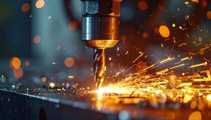 Industrial welding with sparks flying everywhere.