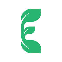 Abstract Green Leaf Logo Forming The Letter E, A Nature Themed Branding Emblem