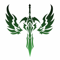 Tribal Winged Sword Illustration, Fantasy Dagger Vector Design