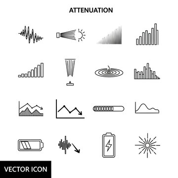 Black and white attenuation vector icons.