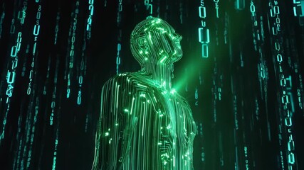 Abstract digital human with binary code technology concept
 - Powered by Adobe