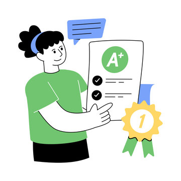 Editable design illustration of A+ grade, exam result concept 