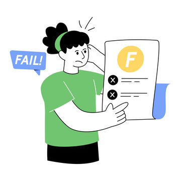 Editable design illustration of F grade, fail result concept 