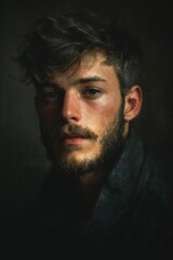 Obraz premium young man realistic portrait without glamour, understated emotion