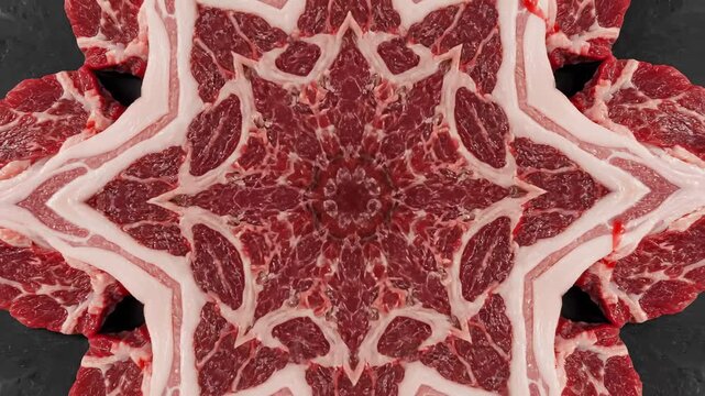 Meat Kaleidoscope Transforming Abstract Food Art Pattern Animation
