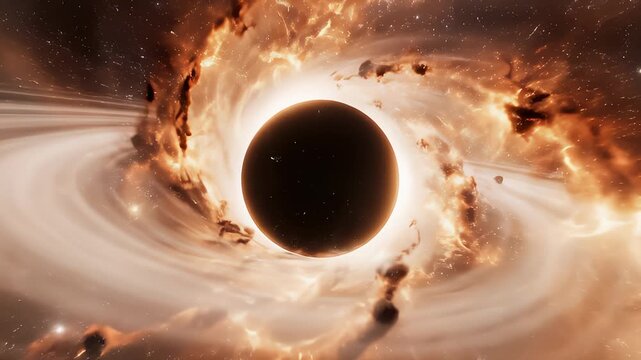 Black Hole Sucking in Galaxy Matter With Visual Distortions, Animation