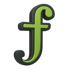 3D Florin Guilder Currency Symbol Icon Modern Green and Black Financial Sign for Global Finance and Economic Design Isolated on White Background