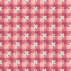 seamless checkered background with flowers. Fabric pattern 