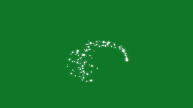 Shiny stars border animation on green screen 4K, glitter sparks Christmas and New Year design element, white glowing twinkling star magic sparkles glitter line overlay