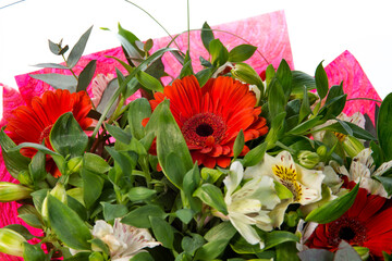 Beautiful bouquet of flowers isolated on white background. studio shot