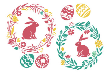 Easter wreath silhouette vector illustration isolated on white background
