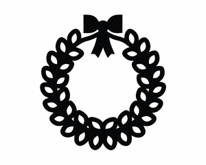 Obraz premium Easter wreath silhouette vector illustration isolated on white background