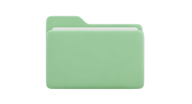 3d render of a soft green folder icon with subtle shadows and highlights on black