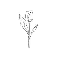 Tulip flower line logo design vector