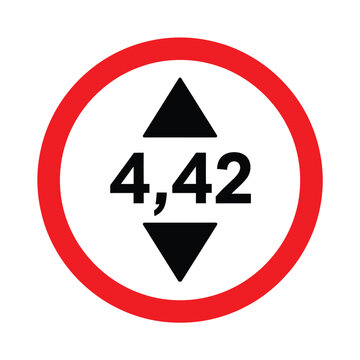 Traffic sign indicating a maximum height limit of 442 meters for vehicles and transportation