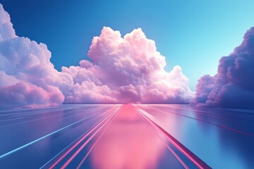 Road on cloud, pink color.