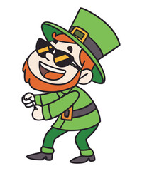 Naklejka premium St. Patrick's Day background with a paper-cut leprechaun face and hat surrounded by clovers, and a mustache on a green background. Irish Leprechaun Faces with sunglasses St Patrick’s Day SVG Bundle